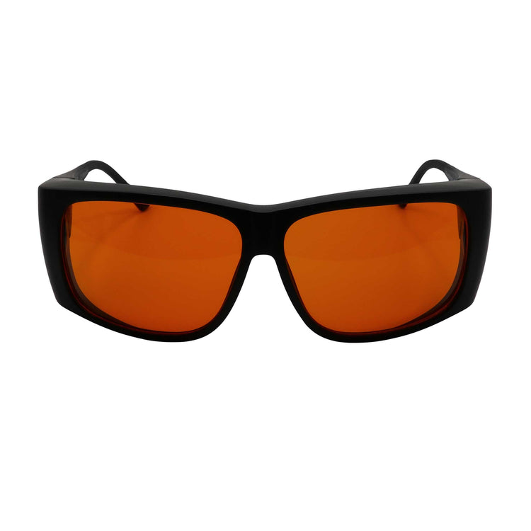 RNIB Large FitOver Eyeshield Glasses – Black Frame, Orange Tint