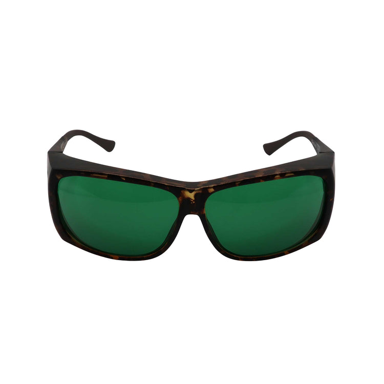 RNIB Medium FitOver Eyeshield Glasses – Brown Tortoiseshell Frame, Green Tint