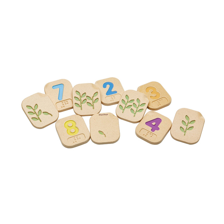 Plan Toys braille wooden number blocks 1-10