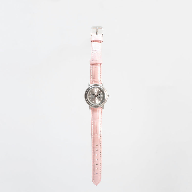 Alternative view of RNIB small tactile watch with pink leather strap