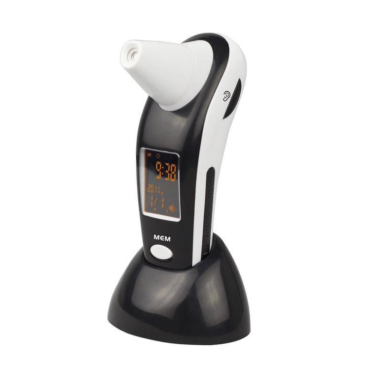 Talking ear and forehead thermometer