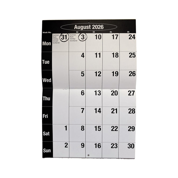 Alternative view of 2026 Big Print foldaway calendar