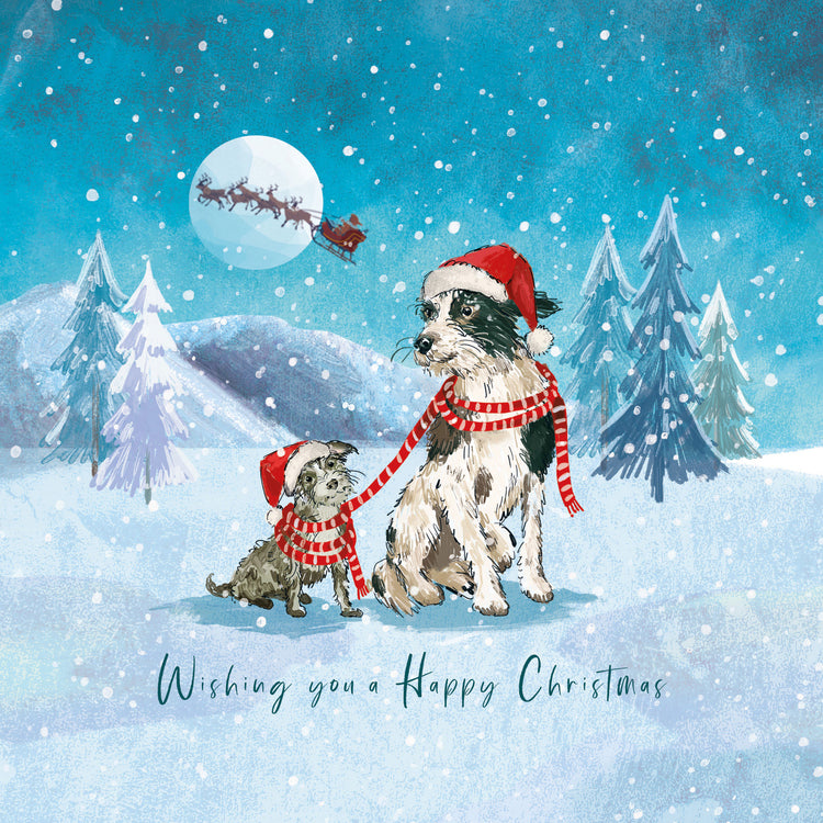 Dogs in the snow charity Christmas card (pack of 10)