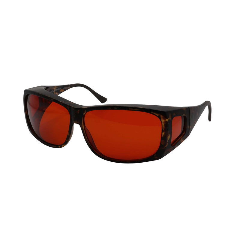 Alternative view of RNIB Medium FitOver Eyeshield Glasses – Brown Tortoiseshell Frame, Amber Tint
