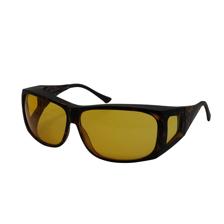 Alternative view of RNIB Medium FitOver Eyeshield Glasses – Brown Tortoiseshell Frame, Yellow Tint