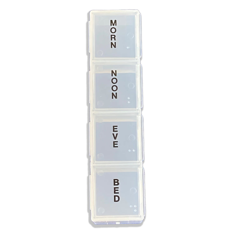 Alternative view of Large four times daily 7 day pillbox with braille